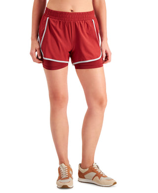 Ideology Women's Coral Stretch Pocketed Moisture Wicking Flat Seems Layers Look Active Wear Shorts Red Size XXL