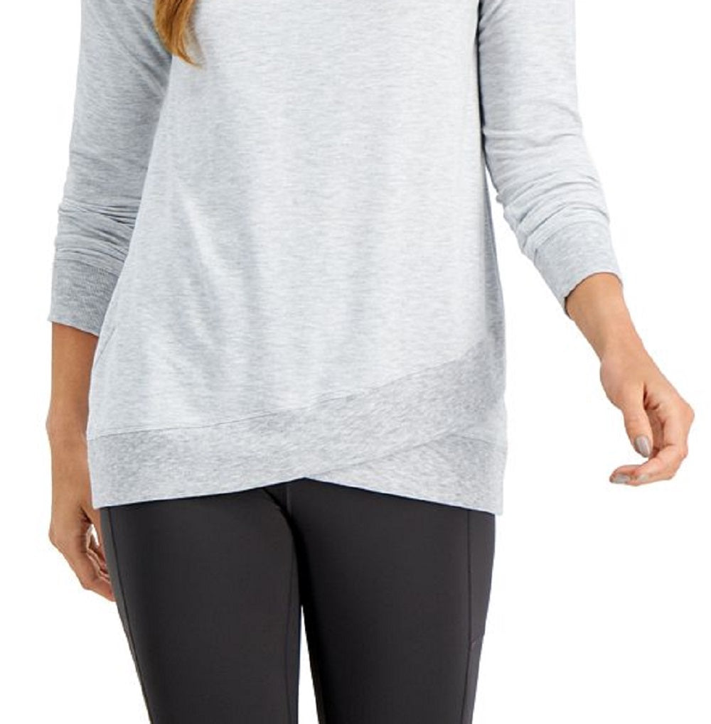 Top feminino Ideology com bainha cruzada, cinza, tamanho pequeno