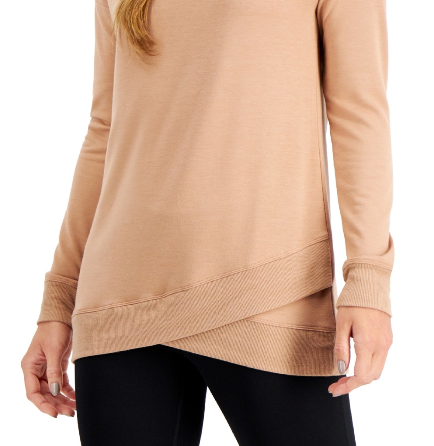 ID Ideology Top feminino com bainha cruzada rosa tamanho grande