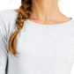 ID Ideology Blusa feminina de manga comprida e ombros caídos, cinza, tamanho pequeno