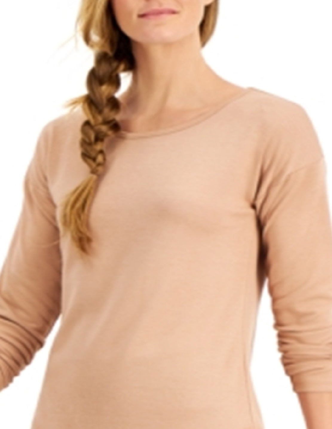 ID Ideology Blusa feminina de manga comprida e ombros caídos, marrom, tamanho médio