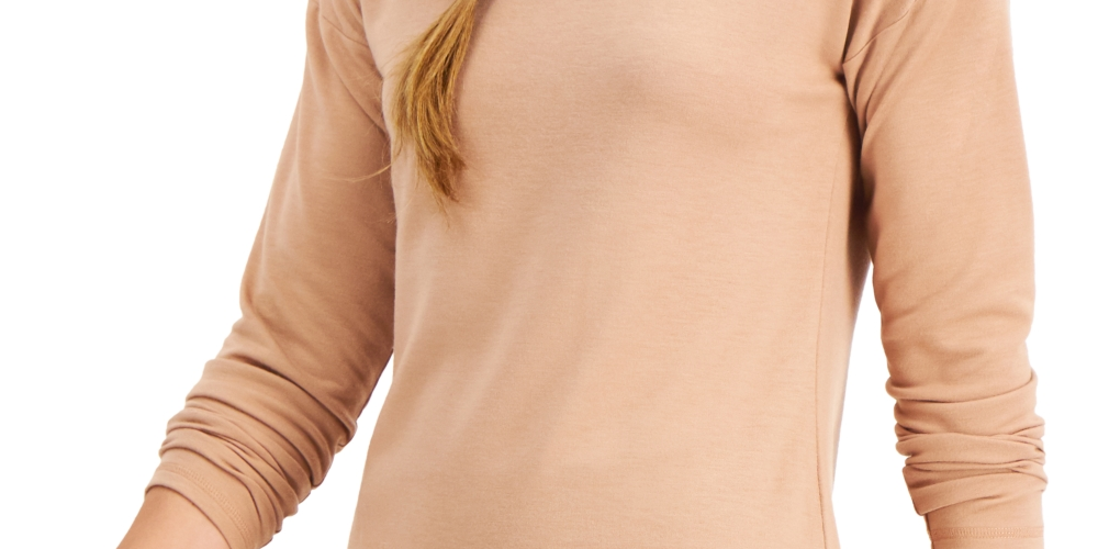 ID Ideology Blusa feminina de manga comprida com ombros caídos, marrom, tamanho XX-G