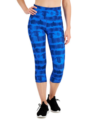 Leggings curtas tie-dye femininas ID Ideology, azul, tamanho médio