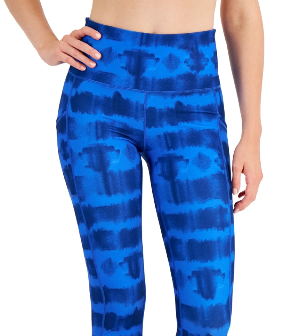 Leggings curtas tie-dye femininas ID Ideology, azul, tamanho médio