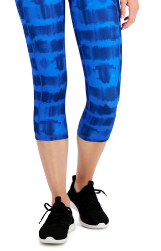 Leggings curtas tie-dye femininas ID Ideology, azul, tamanho médio