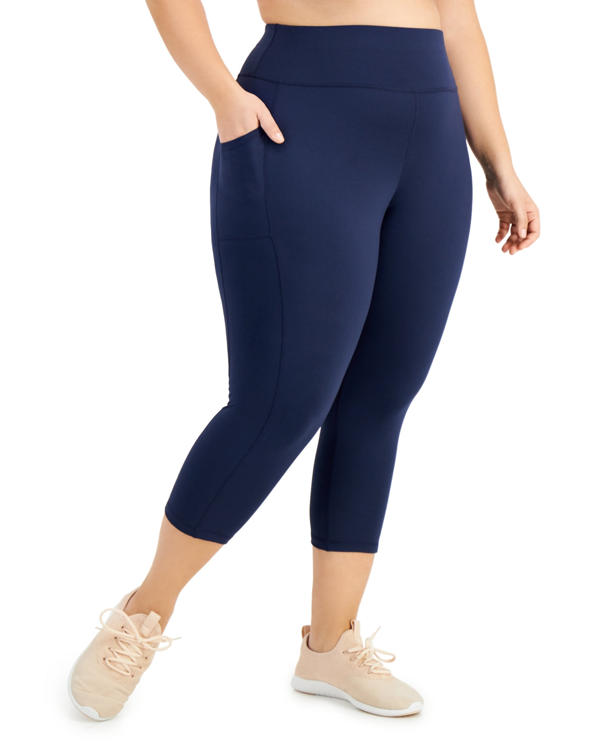 Leggings curtas femininas ID Ideology, azul, tamanho 2X
