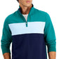 Moletom de lã com zíper de um quarto e blocos de cores masculino Club Room, verde, tamanho XX-G