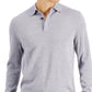 Suéter polo masculino de lã merino mesclada Club Room cinza tamanho grande