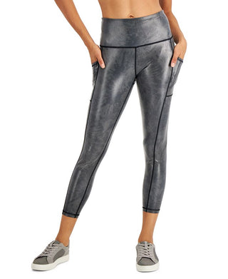 Ideology Women's Stretch Moisture Wicking Pocketed Upf50 Compression Flat Seems Active Wear High Waist Pants Black Size XL