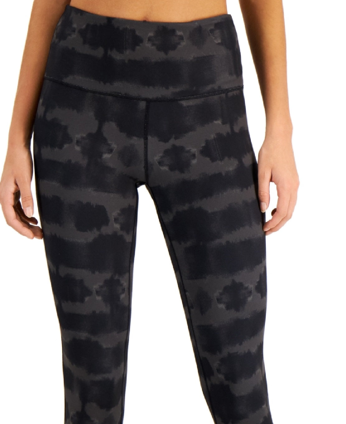 Leggings femininas Ideology Stretch com absorção de umidade, compressão reversível, tie-dye, cintura alta, pretas, tamanho extragrande