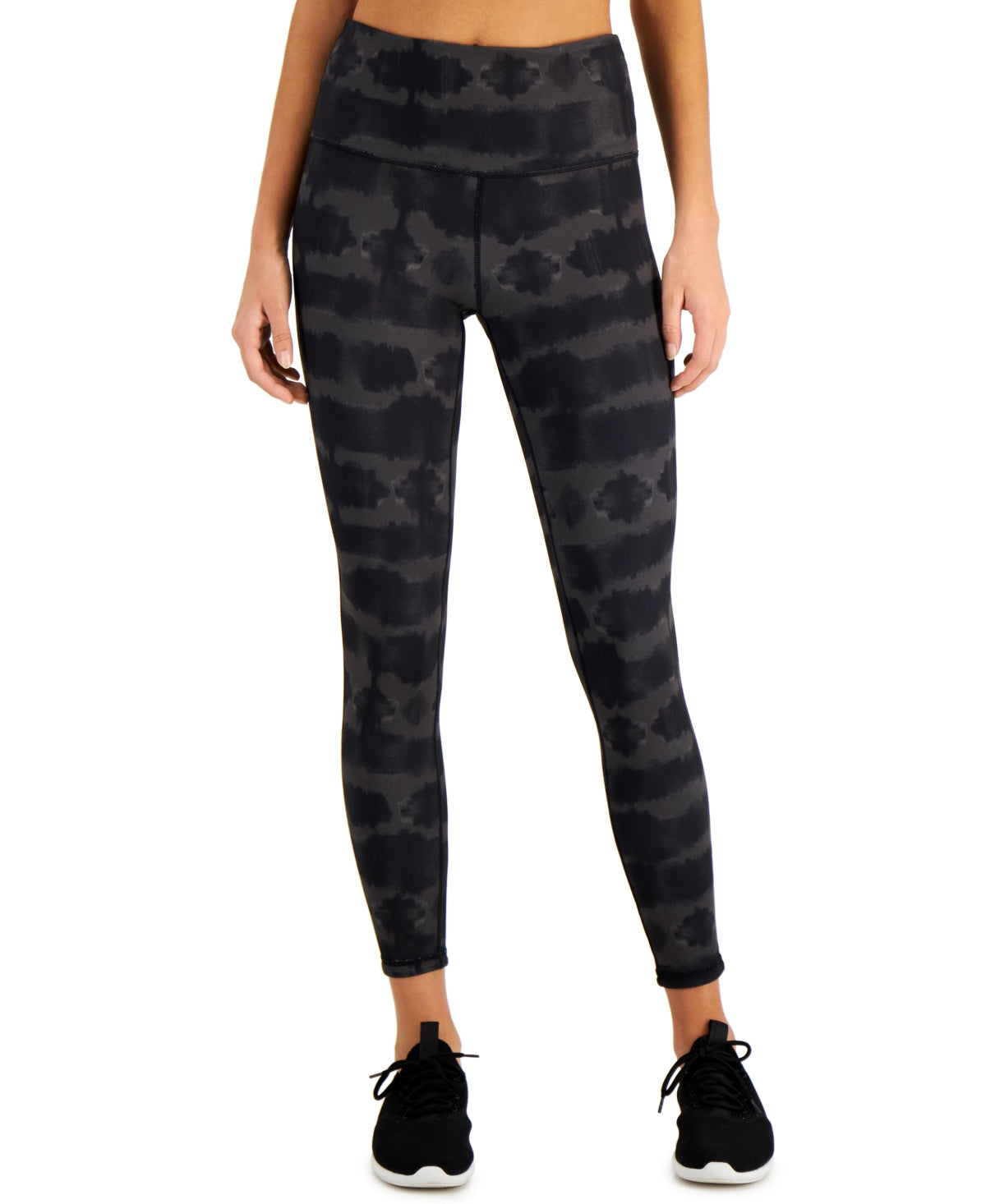 Leggings femininas Ideology Stretch com absorção de umidade, compressão reversível, tie-dye, cintura alta, pretas, tamanho extragrande