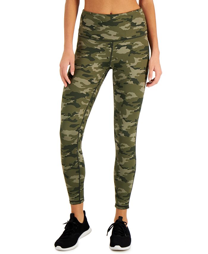 Leggings femininas Ideology Stretch com absorção de umidade e ventilação, camuflagem plana, cintura alta, verde, tamanho grande