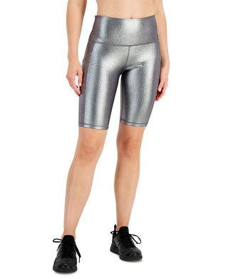 Ideology Women's Metallic Bike Shorts Grey Size X-Large