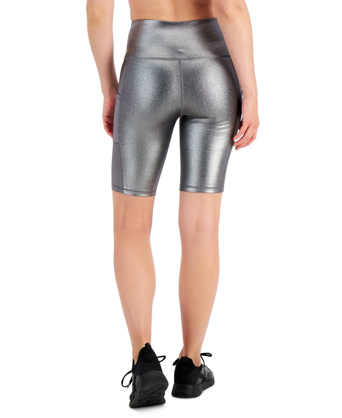 ID Ideology Shorts de cintura alta femininos Active Wear cinza tamanho XX-G