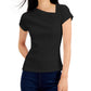 Camiseta feminina assimétrica INC International Concepts, preta, tamanho XX-G