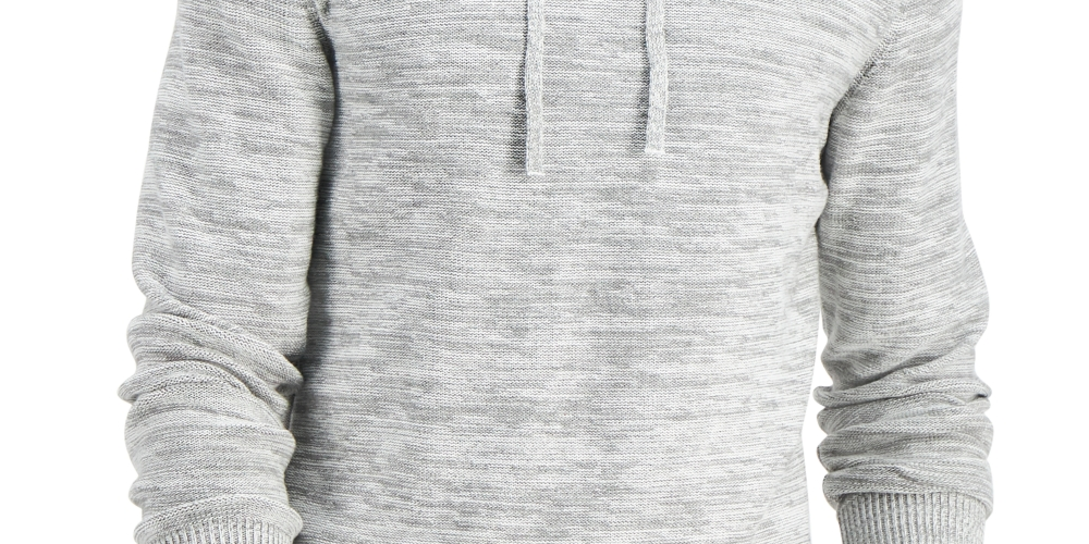 Suéter masculino com capuz mesclado sólido Sun + Stone cinza tamanho grande