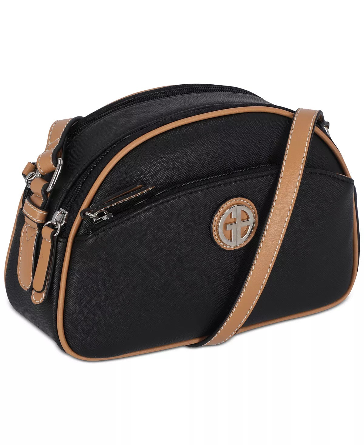 Bolsa transversal feminina Giani Bernini Saffiano Dome preta tamanho regular