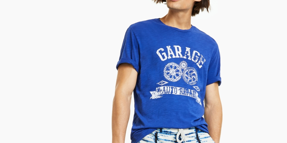 Camiseta masculina Garage Sun + Stone azul tamanho XX-G