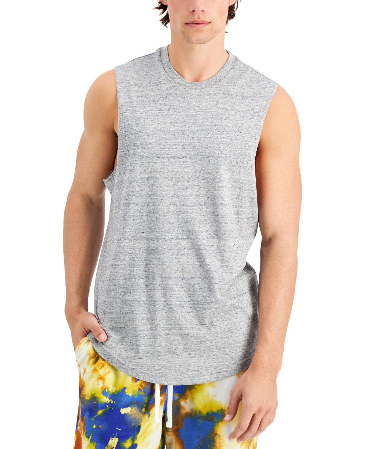 Camisa masculina Sun + Stone cor sólida, tamanho médio, cinza