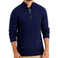 Suéter de algodão masculino Club Room, tricô com zíper e 1/4, azul, tamanho médio