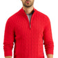Suéter de algodão masculino Club Room, tricô com zíper e 1/4, vermelho, tamanho médio