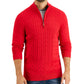 Suéter de algodão masculino Club Room, tricô com zíper e 1/4, vermelho, tamanho médio