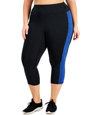 Ideology Women's Plus Colorblocked Capri Leggings Blue Size 4X