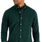 Camisa de veludo cotelê elástica masculina Club Room, tamanho regular, verde, tamanho extragrande