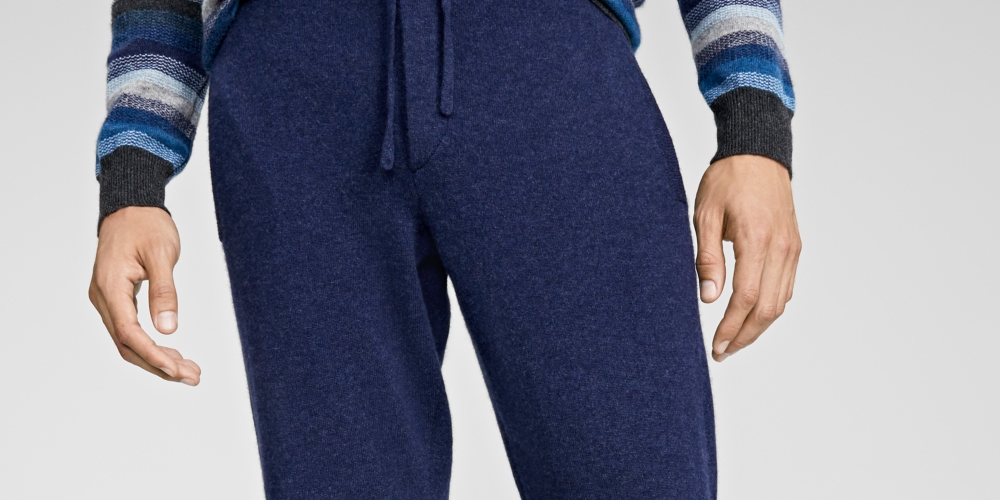 Calça de moletom masculina Club Room Luxury Navy com cordão mesclado, azul, tamanho médio