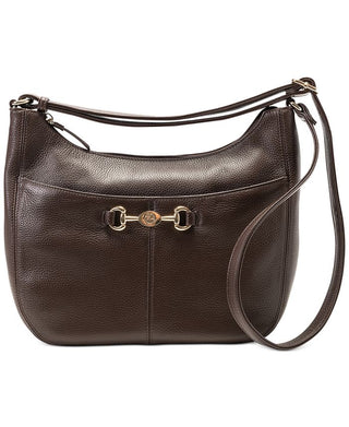 Giani Bernini Horsebit-Detail Leather Hobo  Brown One Size