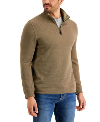 Club Room Men's Birdseye Quarter Zip Pullover Green Size XX-Large
