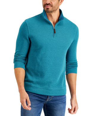 Club Room Mens Birdeye 1/4 Zip Office Pullover Sweater Blue Size Medium