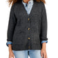 Cardigan feminino com bolso aplicado estilo &amp; co, cinza, tamanho pequeno grande