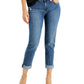 Calça jeans feminina estilo boyfriend com punho, azul, tamanho 4, pequena, da INC International Concepts
