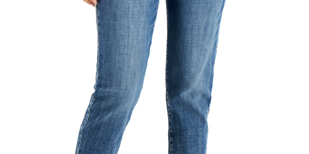 Calça jeans feminina estilo boyfriend com punho, azul, tamanho 4, pequena, da INC International Concepts