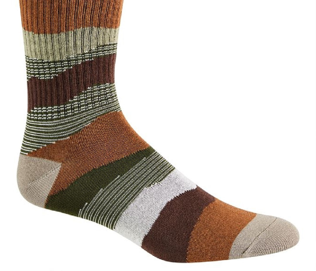 Meias masculinas estampadas Sun + Stone Novelty Crew, tamanho regular, marrom