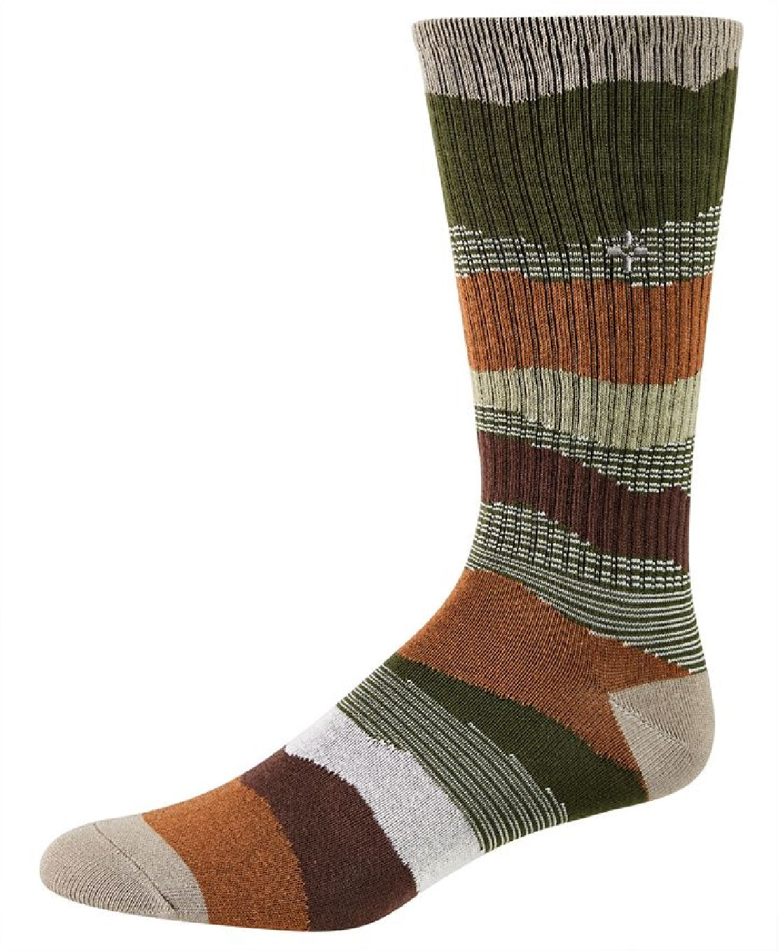 Meias masculinas estampadas Sun + Stone Novelty Crew, tamanho regular, marrom