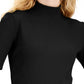 INC International Concepts Top de malha lisa com manga cotovelo e gola simulada, feminino, preto, tamanho médio