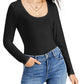Blusa feminina com decote redondo da INC International Concepts, preta, tamanho grande