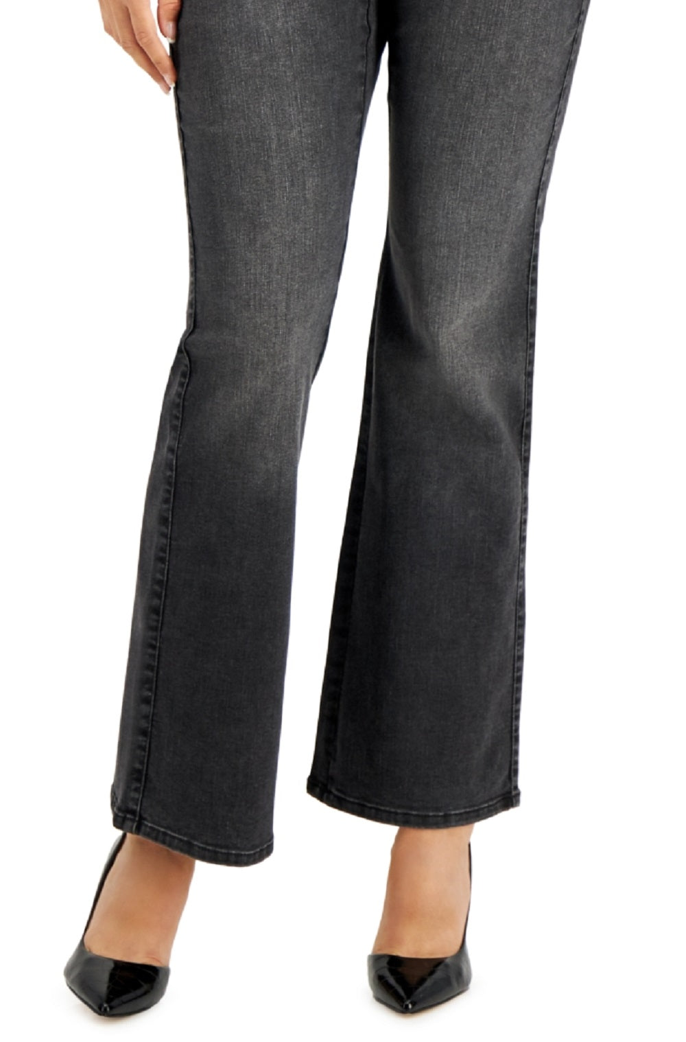 Calça jeans feminina INC International Concepts Elizabeth Curvy Bootcut preta tamanho 18