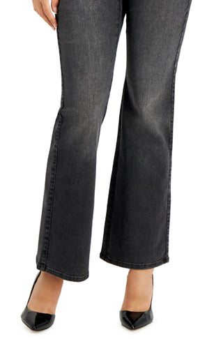 Calça jeans feminina INC International Concepts Elizabeth Curvy Bootcut preta tamanho 18