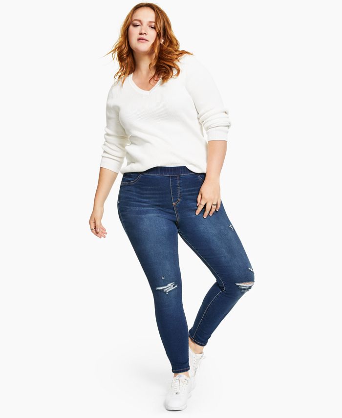 Calças jegging femininas desgastadas Style &amp; Co, azul, tamanho 18W