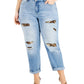 Calça jeans feminina Rip &amp; Repair Boyfriend da INC International Concepts, azul, tamanho 24W