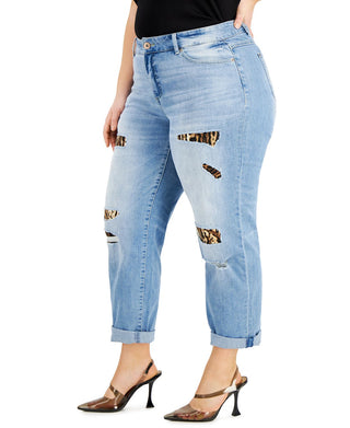 Calça jeans feminina Rip &amp; Repair Boyfriend da INC International Concepts, azul, tamanho 24W