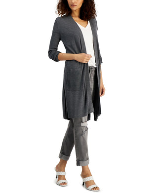 Cardigan Duster Canelado Feminino INC International Concepts Cinza Tamanho Médio