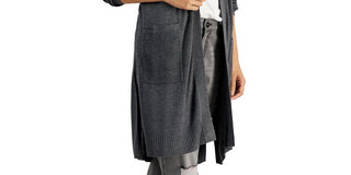 Cardigan Duster Canelado Feminino INC International Concepts Cinza Tamanho Médio