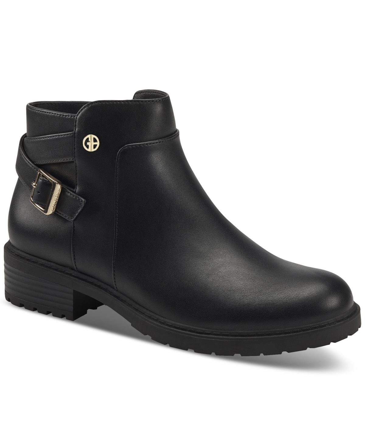 Botas femininas Giani Bernini Brennin com fivela, pretas, tamanho 5,5 M