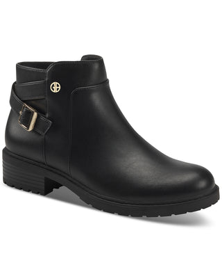 Botas femininas Giani Bernini Brennin com fivela, pretas, tamanho 5,5 M