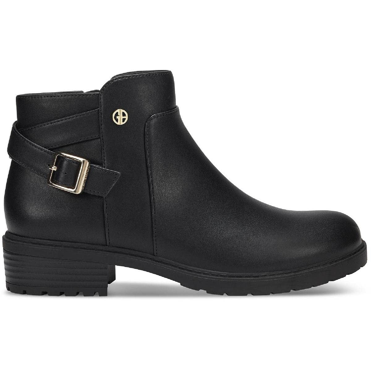 Botas femininas Giani Bernini Brennin com fivela, pretas, tamanho 8,5 M