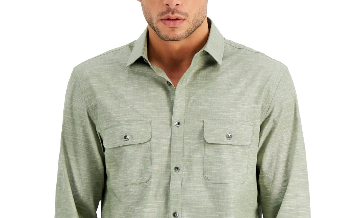 Camisa Alfani Masculina Regular Fit Lisa Verde Tamanho Grande